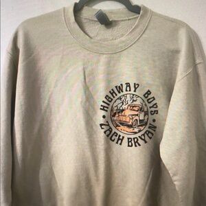 Unisex Women's Zach Bryan Highway Boys Beige Tan Crewneck Sweatshirt Size Medium